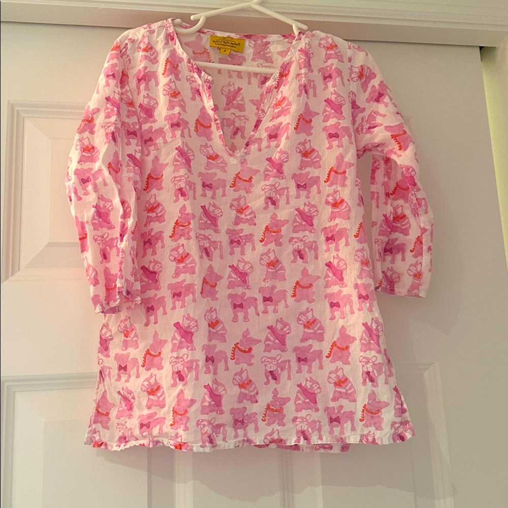 Roberta Roller Rabbit Pink bulldog Kids Swim Coverup